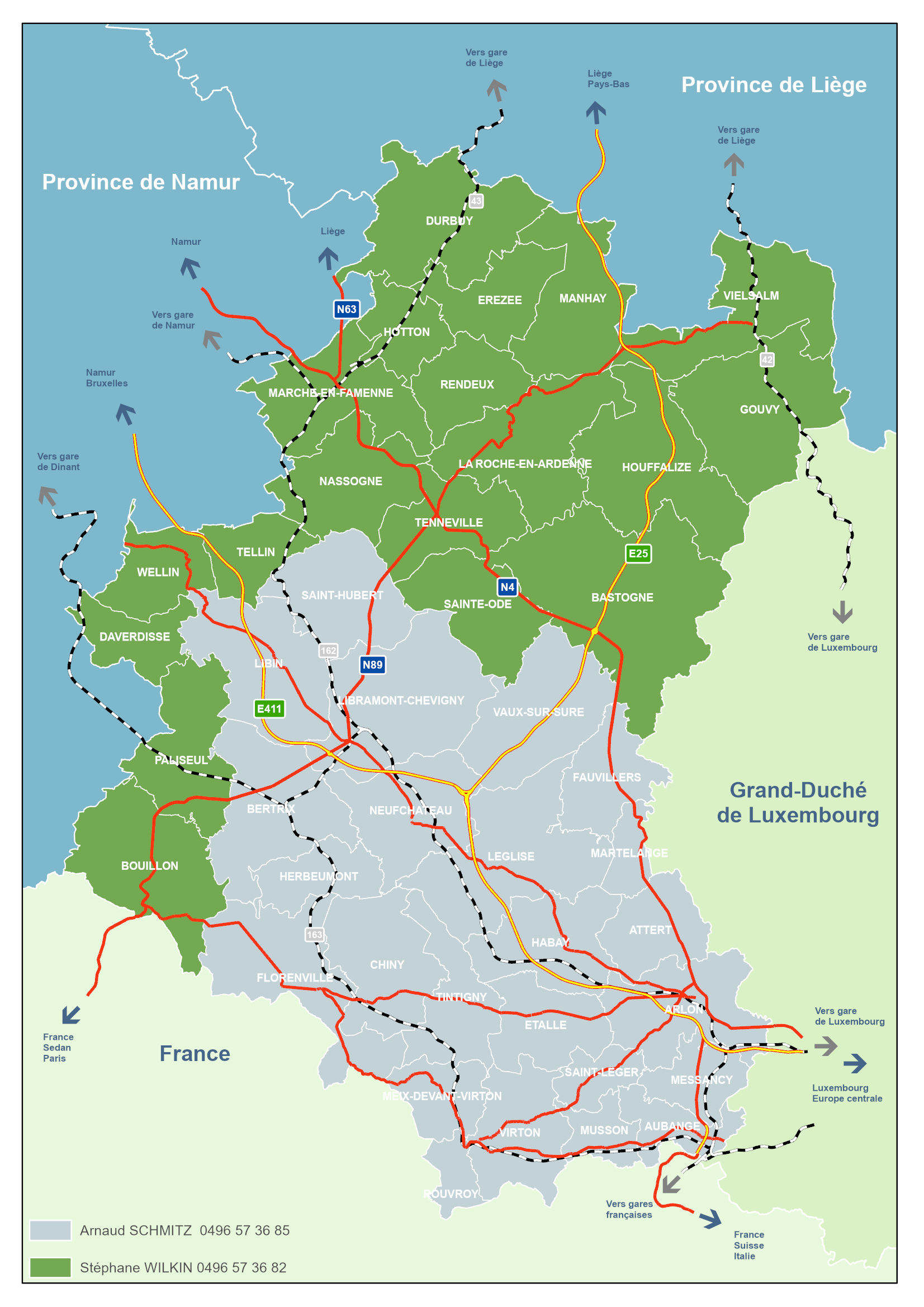 Répartition des communes par conseillers entreprises IDELUX