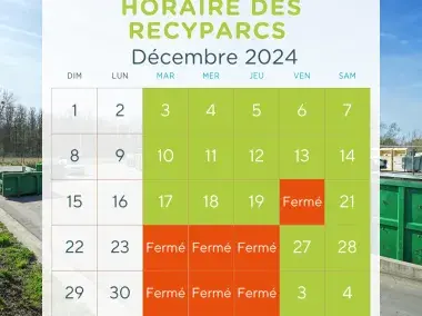 Recyparcs- fermetures décembre 2024