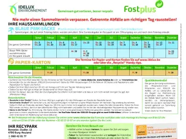 Sammlungskalender - Burg-Reuland- 2025